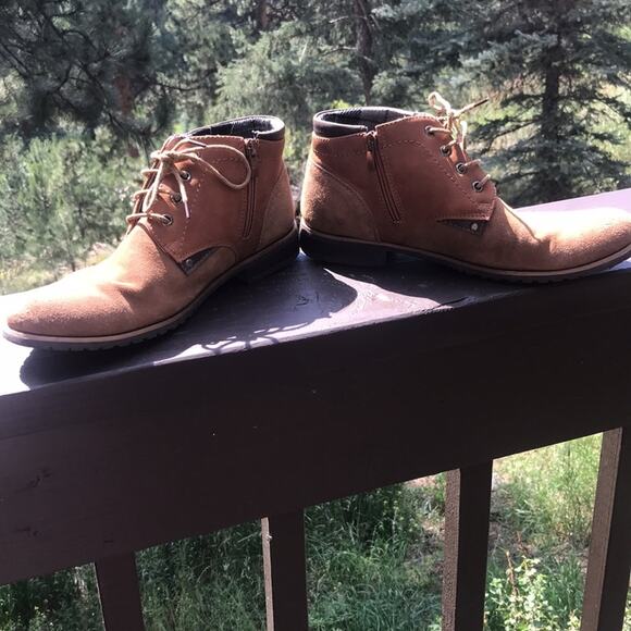 Bruno Marc Plaid Lined Lace Up Suede Boots Tan Men's Size 9 - Picture 5 of 10